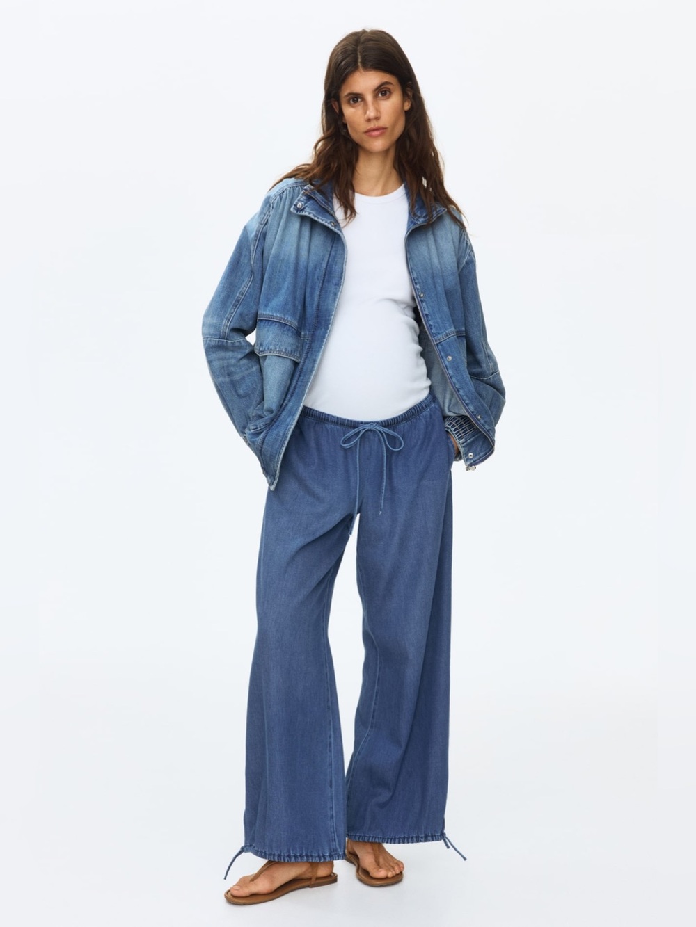 NWT: H&M MAMA BALLOON-LEG DENIM PANTS - US S